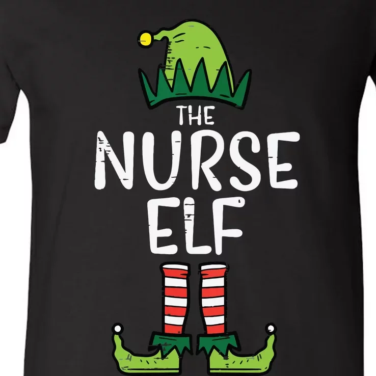 Nurse Elf Xmas Matching Christmas For Family Winter Scrub V-Neck T-Shirt