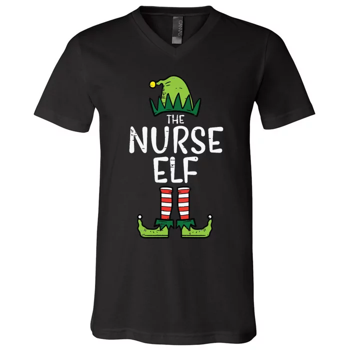 Nurse Elf Xmas Matching Christmas For Family Winter Scrub V-Neck T-Shirt