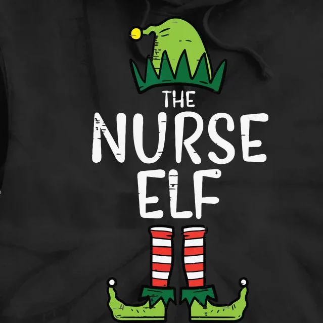 Nurse Elf Xmas Matching Christmas For Family Winter Scrub Tie Dye Hoodie