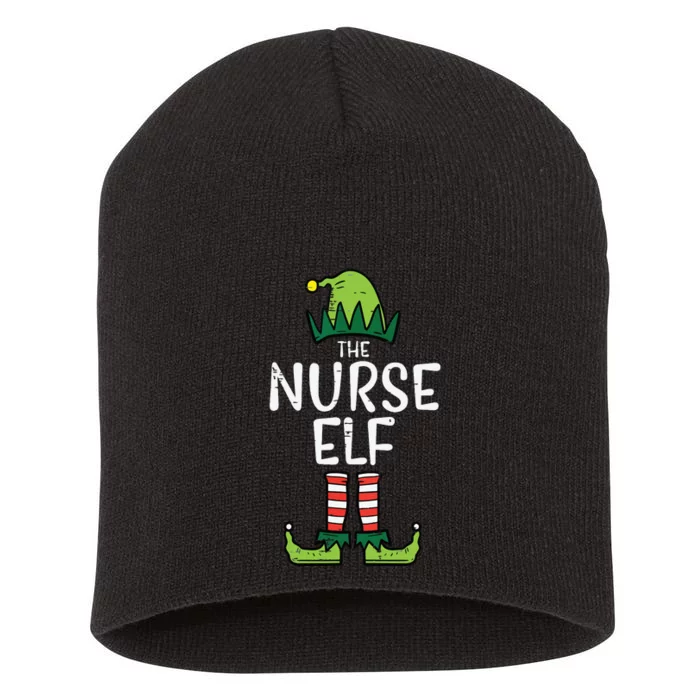 Nurse Elf Xmas Matching Christmas For Family Winter Scrub Short Acrylic Beanie