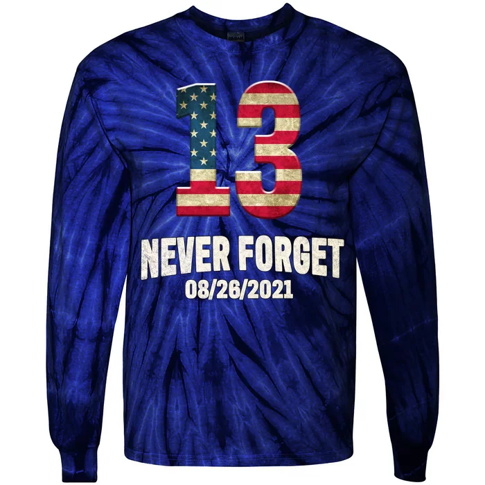 Never Forget 13 Service Members Kabul Afghanistan Airport Tie-Dye Long Sleeve Shirt