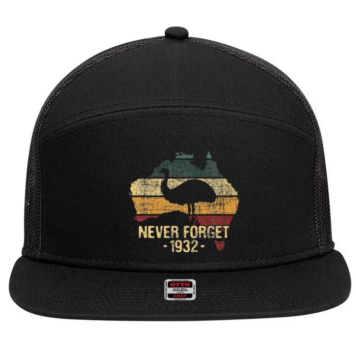 Never Forget 1932 Emu War Emu Lover Zookeeper 7 Panel Mesh Trucker Snapback Hat