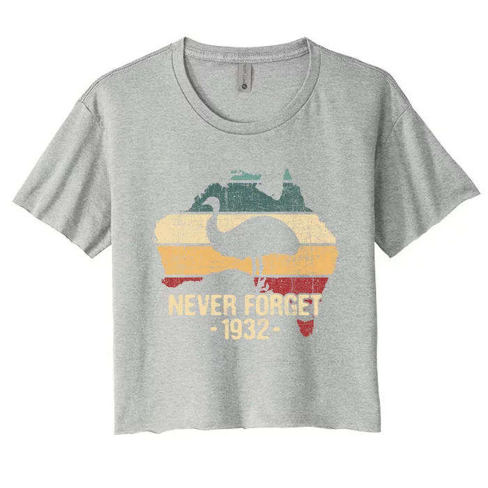 Never Forget 1932 Emu War Gift Emu Lover Zookeeper Gift Women's Crop Top Tee