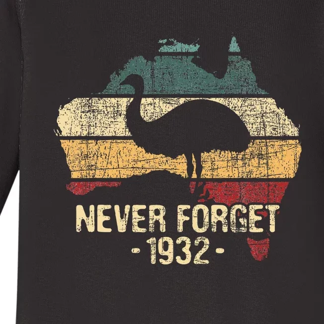 Never Forget 1932 Emu War Emu Lover Zookeeper Baby Long Sleeve Bodysuit