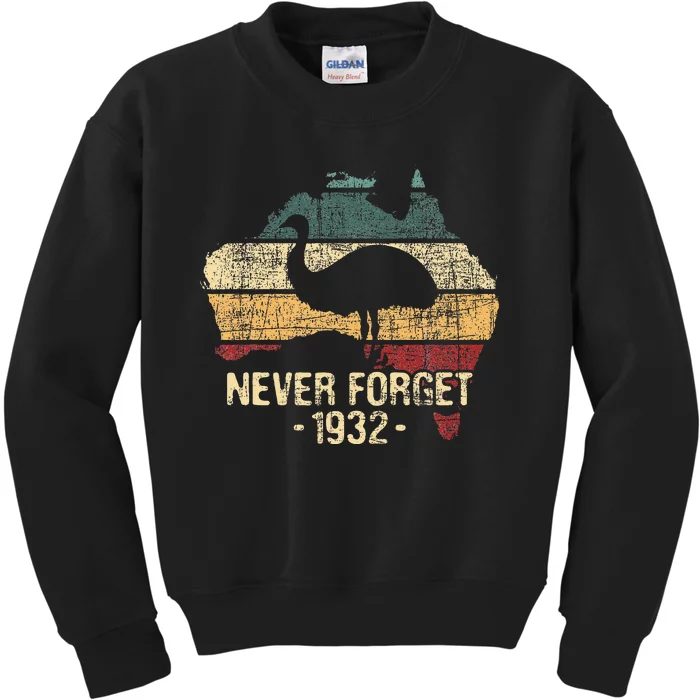 Never Forget 1932 Emu War Emu Lover Zookeeper Kids Sweatshirt