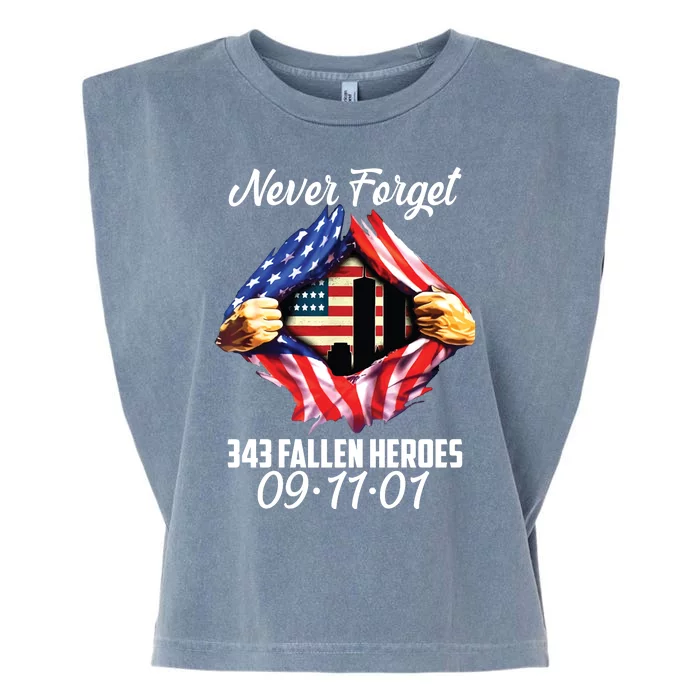 Never Forget 343 Fallen Heroes 091101 September 11 Garment-Dyed Women's Muscle Tee