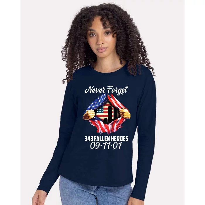 Never Forget 343 Fallen Heroes 091101 September 11 Womens Cotton Relaxed Long Sleeve T-Shirt