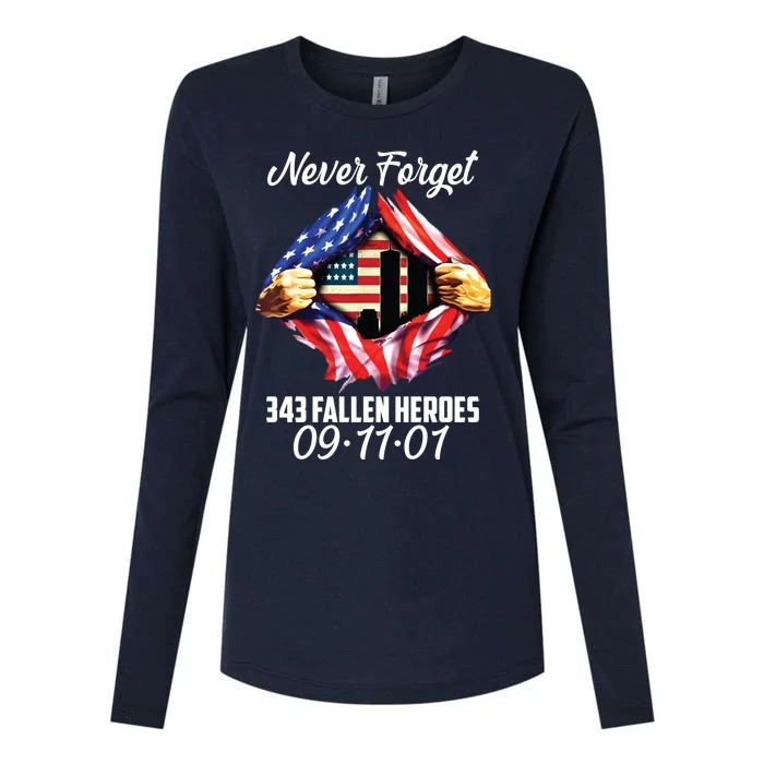 Never Forget 343 Fallen Heroes 091101 September 11 Womens Cotton Relaxed Long Sleeve T-Shirt