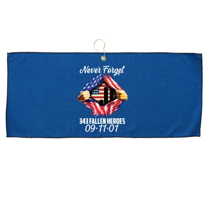 Never Forget 343 Fallen Heroes 091101 September 11 Large Microfiber Waffle Golf Towel