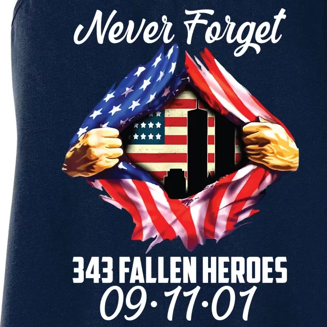 Never Forget 343 Fallen Heroes 091101 September 11 Women's Racerback Tank