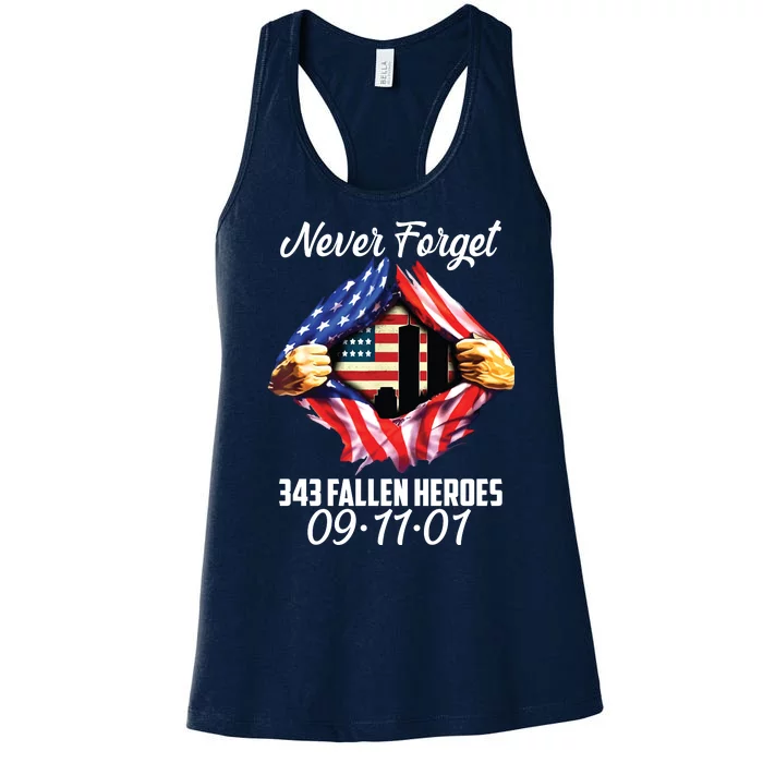 Never Forget 343 Fallen Heroes 091101 September 11 Women's Racerback Tank