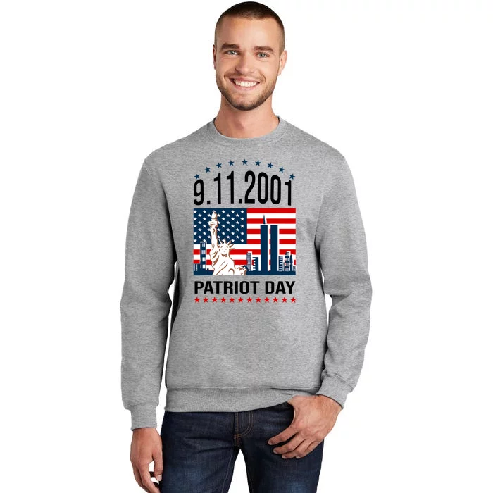 Never Forget 9/11/2001 American Flag Patriotic Memorial Day Tall Sweatshirt