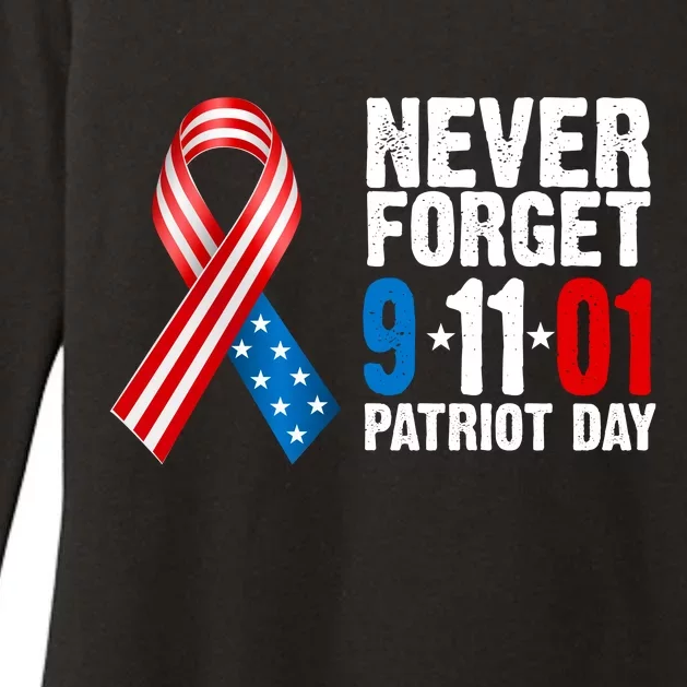 Never Forget 9.11.01 USA Ribbon Patriot Day Womens CVC Long Sleeve Shirt