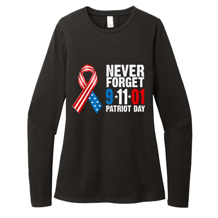 Never Forget 9.11.01 USA Ribbon Patriot Day Womens CVC Long Sleeve Shirt