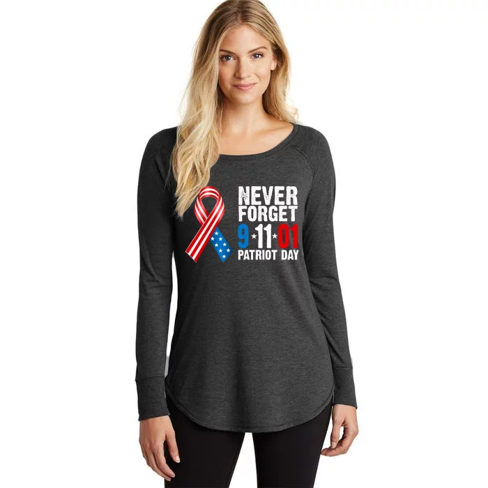 Never Forget 9.11.01 USA Ribbon Patriot Day Women's Perfect Tri Tunic Long Sleeve Shirt