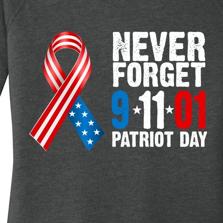 Never Forget 9.11.01 USA Ribbon Patriot Day Women's Perfect Tri Tunic Long Sleeve Shirt