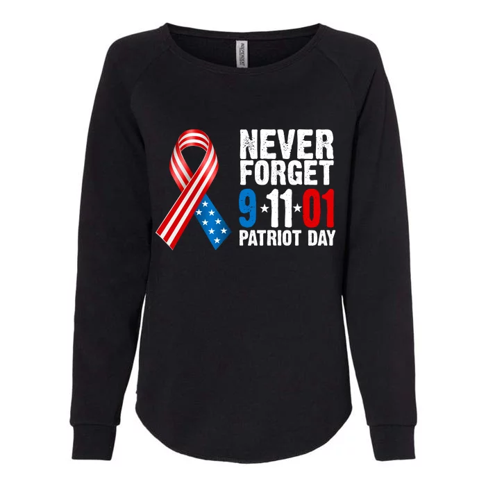 Never Forget 9.11.01 USA Ribbon Patriot Day Womens California Wash Sweatshirt