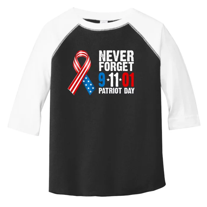 Never Forget 9.11.01 USA Ribbon Patriot Day Toddler Fine Jersey T-Shirt