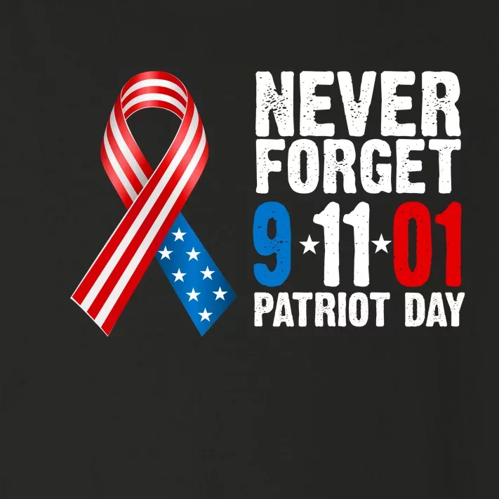 Never Forget 9.11.01 USA Ribbon Patriot Day Toddler Long Sleeve Shirt