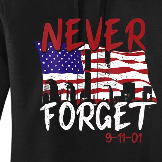 Never Forget 9/11/01 Patriot Day Memorial Women's Pullover Hoodie