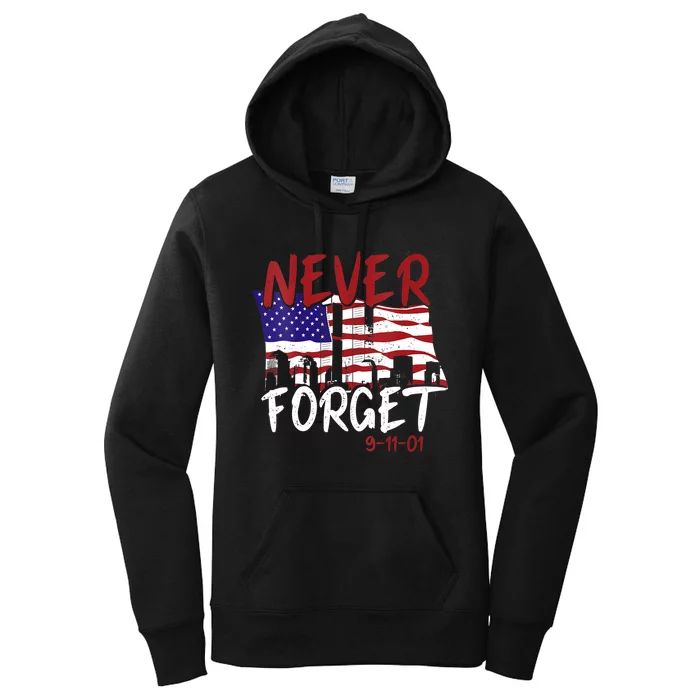 Never Forget 9/11/01 Patriot Day Memorial Women's Pullover Hoodie