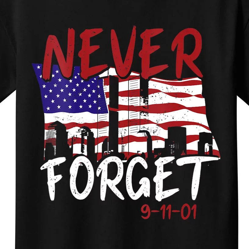 Never Forget 9/11/01 Patriot Day Memorial Kids T-Shirt