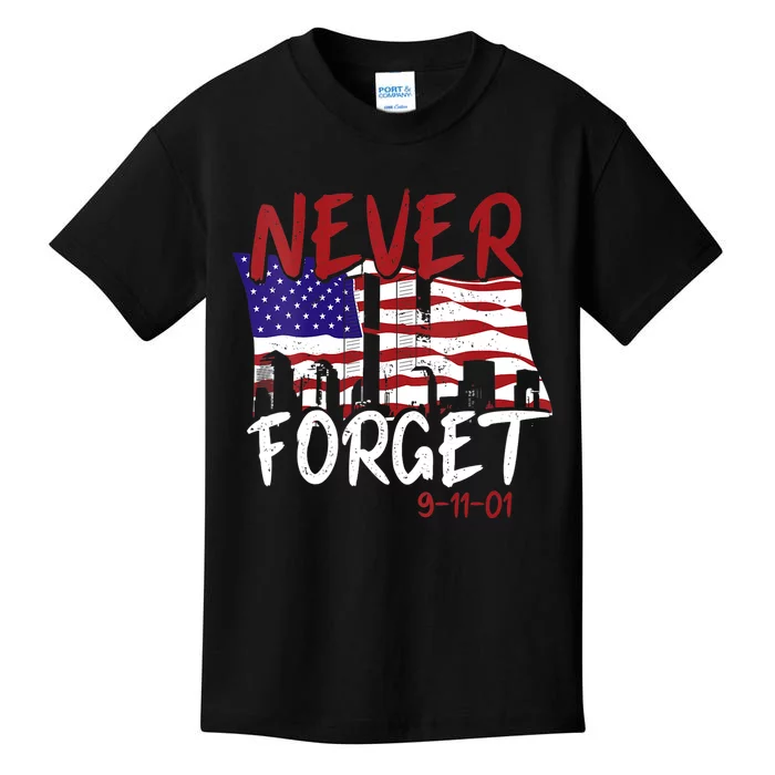 Never Forget 9/11/01 Patriot Day Memorial Kids T-Shirt