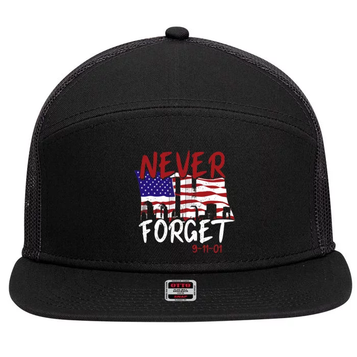 Never Forget 9/11/01 7 Panel Mesh Trucker Snapback Hat