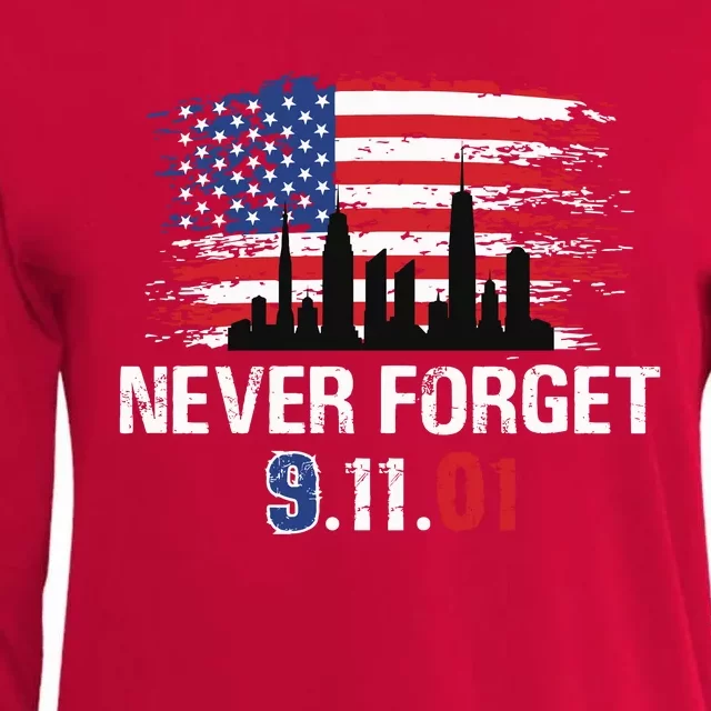 Never Forget 9.11.01 Womens Cotton Relaxed Long Sleeve T-Shirt