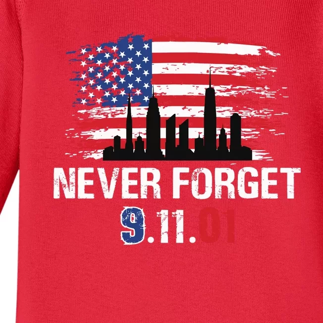 Never Forget 9.11.01 Baby Long Sleeve Bodysuit