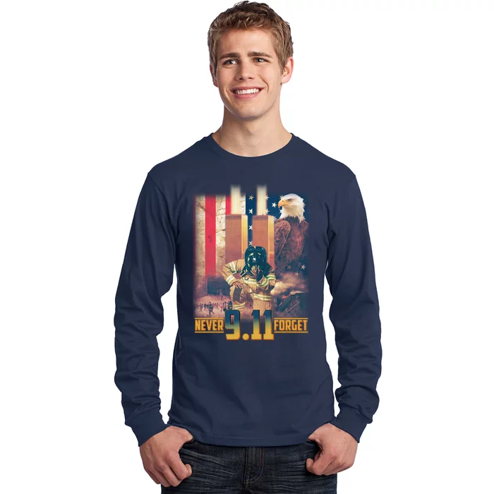 Never Forget 9 11 September 11 Memorial New York City Firefighter Long Sleeve Shirt