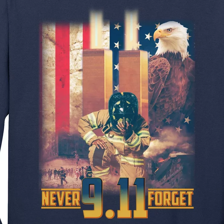 Never Forget 9 11 September 11 Memorial New York City Firefighter Long Sleeve Shirt