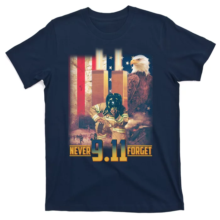 Never Forget 9 11 September 11 Memorial New York City Firefighter T-Shirt