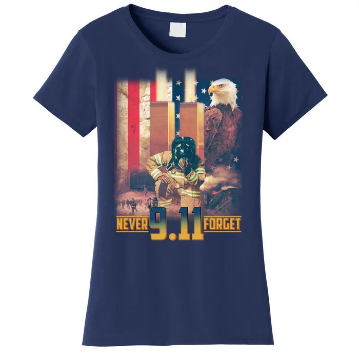 Never Forget 9 11 September 11 Memorial New York City Firefighter Women's T-Shirt