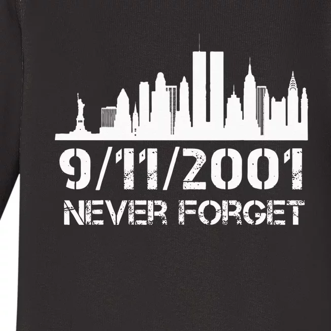 Never Forget 911 20th Anniversary Patriot Memorial Day Baby Long Sleeve Bodysuit