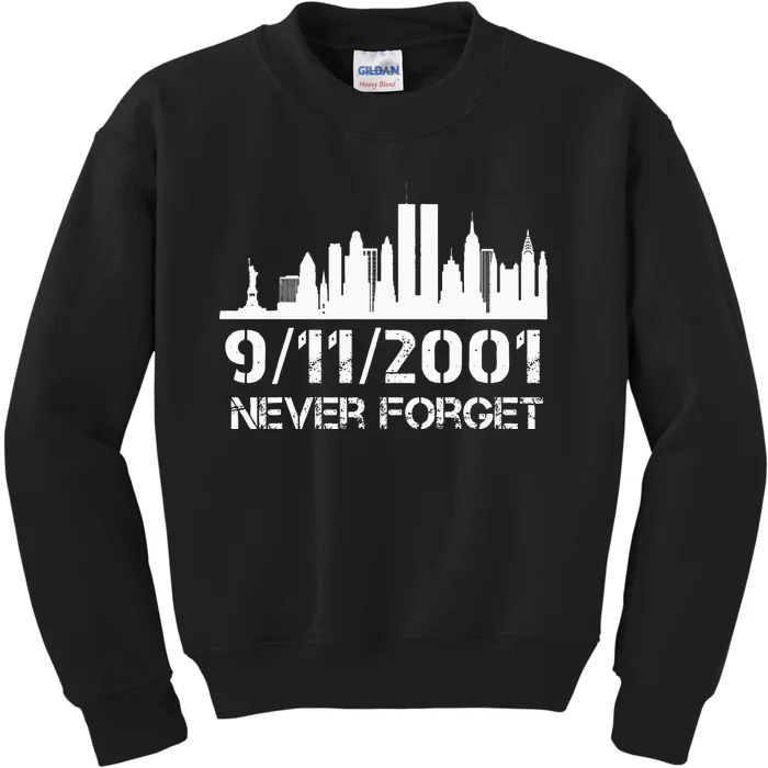 Never Forget 911 20th Anniversary Patriot Memorial Day Kids Sweatshirt