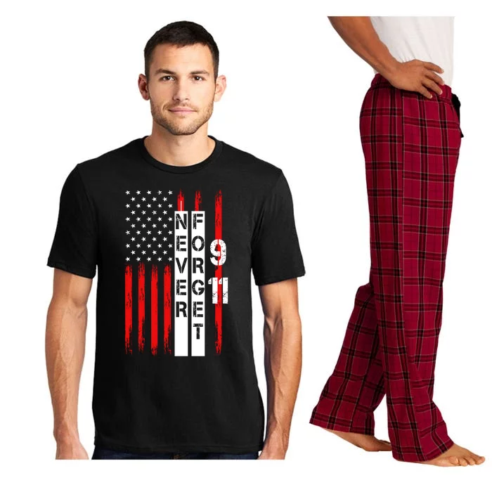 Never Forget 9 11 Nine Eleven Memorial Distressed US American Flag Pajama Set