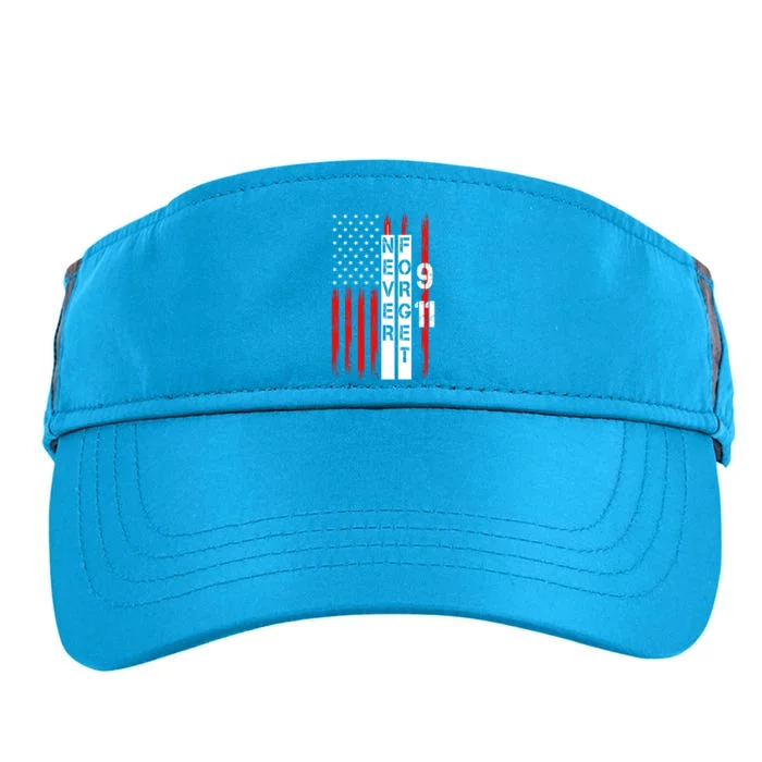 Never Forget 9 11 Nine Eleven Memorial Distressed US American Flag Adult Drive Performance Visor