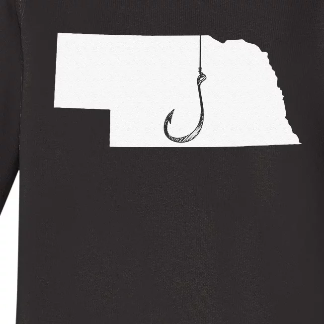 Nebraska Fishing Angler State Fisherman Fish Hook Baby Long Sleeve Bodysuit