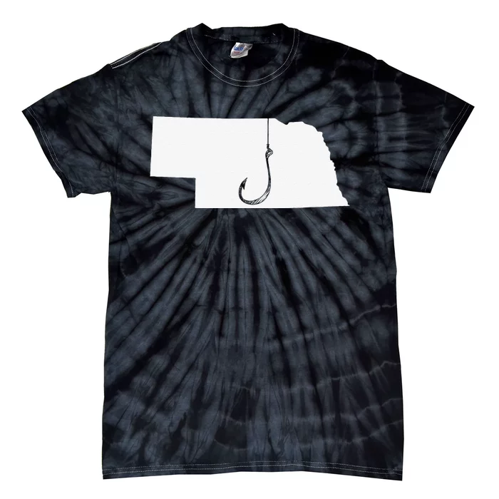 Nebraska Fishing Angler State Fisherman Fish Hook Tie-Dye T-Shirt