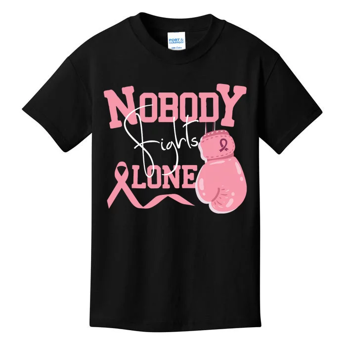 Nobody Fight Alone | Breast Cancer Awareness Kids T-Shirt