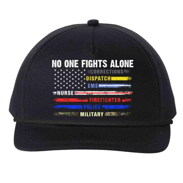 Noone Fight Alone Firstresponder Heroes Usa American Flag Gift Snapback Five-Panel Rope Hat