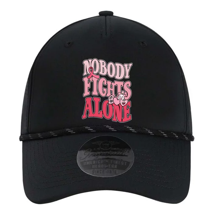 Nobody Fights Alone Breast Cancer Awareness Retro Groovy Performance The Dyno Cap