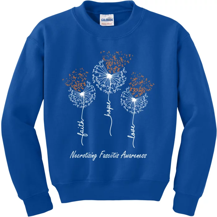 Necrotizing Fasciitis Awareness Faith Hope Love Dandelion Gift Kids Sweatshirt