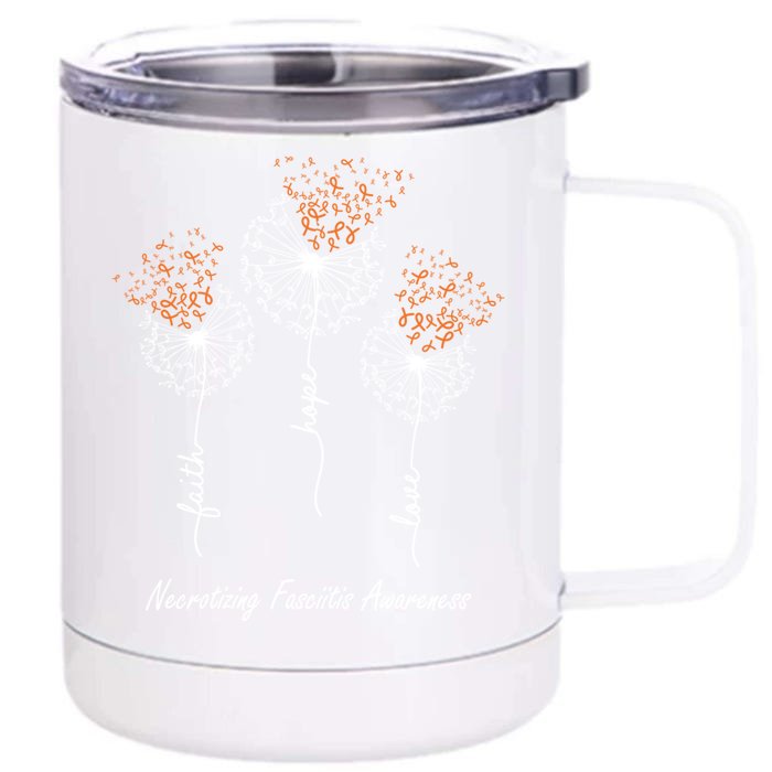 Necrotizing Fasciitis Awareness Faith Hope Love Dandelion Gift Front & Back 12oz Stainless Steel Tumbler Cup