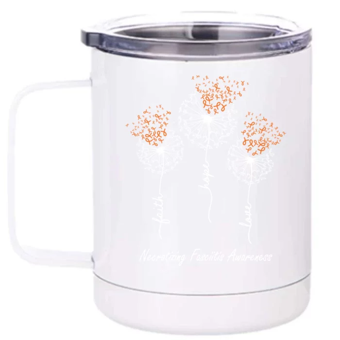 Necrotizing Fasciitis Awareness Faith Hope Love Dandelion Gift Front & Back 12oz Stainless Steel Tumbler Cup