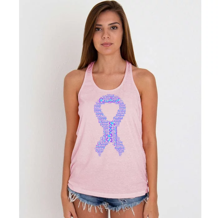 Necrotizing Fasciitis Awareness Month Ribbon With Words Cute Gift Women's Knotted Racerback Tank