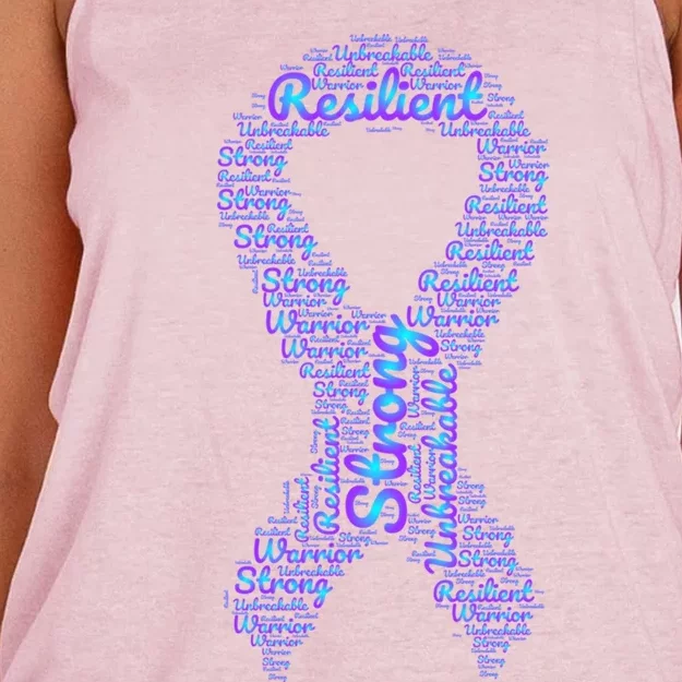 Necrotizing Fasciitis Awareness Month Ribbon With Words Cute Gift Women's Knotted Racerback Tank