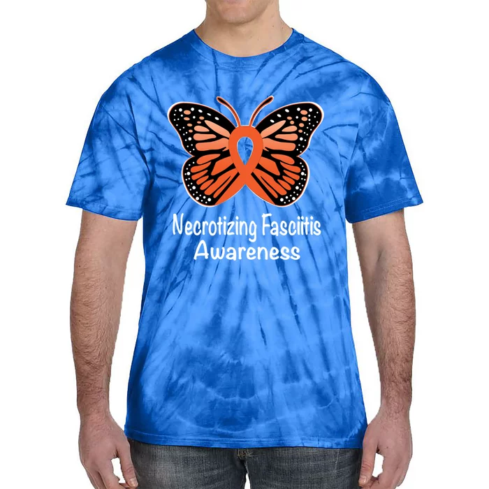 Necrotizing Fasciitis Awareness Warrior Orange Ribbon Meaningful Gift Tie-Dye T-Shirt