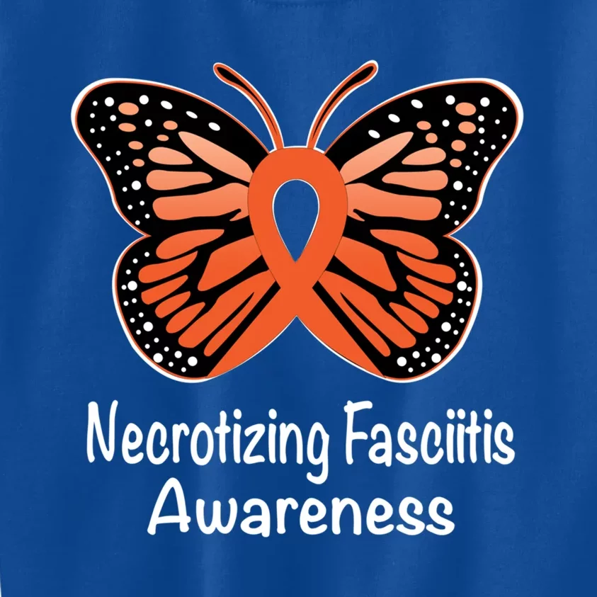 Necrotizing Fasciitis Awareness Warrior Orange Ribbon Meaningful Gift Kids Sweatshirt